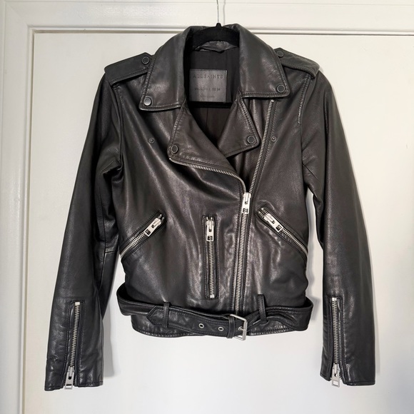 ALL SAINTS BLACK BALFERN LEATHER BIKER JACKET - EUC! - Picture 9 of 13